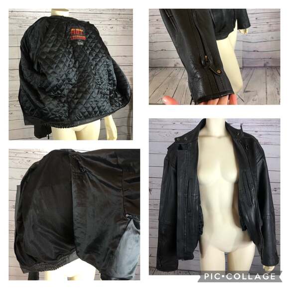 Hot Leathers thinsulate lined black motorcycle jacket snap close neck size XL - Picture 12 of 14
